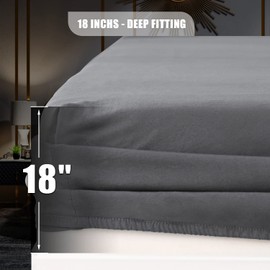 MOONQUEEN 2 Pack Lightweight Bedding Fitted Sheets - Soft Microfiber Bottom Sheet - Deep Pocket - Shrinkage and Fade Resistant - Easy Care (Queen, Grey)