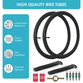 26 inch Bike Inner Tube, 2Pcs Heavy Duty Bicycle Tire Tubes for 26x1.75/1.95/2.25 ETRTO 47/57-406 TR4A-34L Valve with Tire Lever, Mountain Bike Tire Tubes