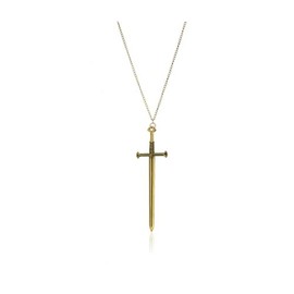BELUCKIN Punk Sword Cross Pendant Necklace Retro Gothic Long Dagger Knife Necklace Hip Hop Jewlry for Men Women (A:bronze)