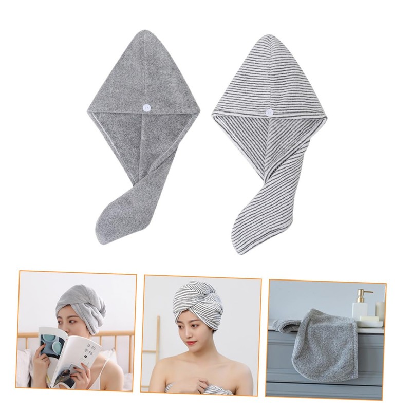 BIUDECO Shower Cap Set Towel Bathing Cap for Dry Hair