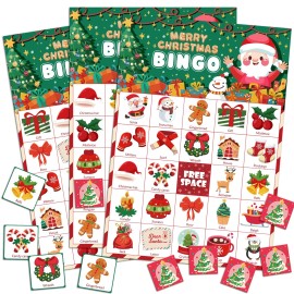 OHOME Christmas Bingo Game Set For Kids Family Fun Holiday Party Favors