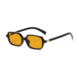 ZIMUSUN Retro Rectangle Sunglasses for Women Men 90s Small Square Frame Sun Glasses(A5 Black/Orange)