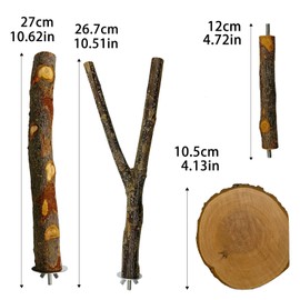 Natural Wood Bird Perch Wooden Parrot Perch Stand Platform Hanging Cage Toy for Macaws, Parakeets, Conures, Budgies, Finches (Parrot Perch, Medium)