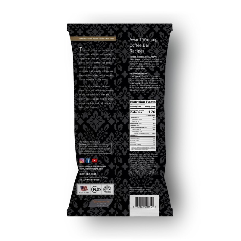MOCAFE Charcoal Mocha Mix, 3-Pound Bag Instant Frappe Mix, Coffee
