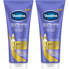 Vaseline Gluta-Hya Overnight Radiance, Antioxidant-Rich Moisturising Lotion, Night Cream, Light Texture, Quick Absorption, Smooth, Plump Skin, GlutaGlow and Hyaluronic Acid, 2 x 200 ml