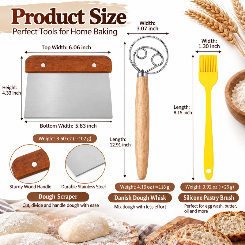 Sourdough Bread Baking Supplies Inclued Sourdough Danish Dough Whisk Bread