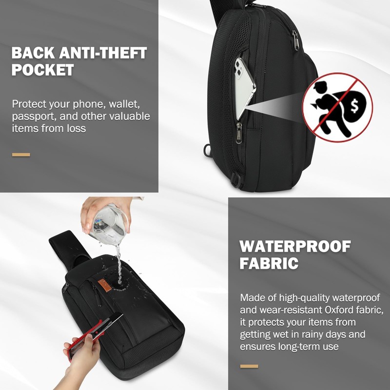 Large Sling Bag for Men Lightweight Waterproof Crossbody Bag Travel