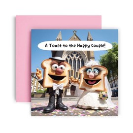 Huxters ‘A Toast to the Happy Couple’ Wedding gifts Congratulations Wedding card - Wedding gifts for couple - Recyclable Paper with Envelope - (Bride and Groom)