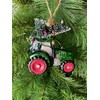 Sass & Belle Festive Tractor Shaped Bauble Green