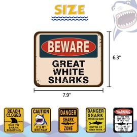 WERNNSAI Shark Party Decorations - 6 PCS Funny Shark Birthday Party Decoration Signs for Boys Kids Under The Sea Theme Birthday Baby Shower Supplies Ocean Shark Sign Decor for Jaws Party Decorations
