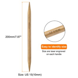 HARFINGTON 5Pcs Bamboo Knitting Needles Double Pointed Size US 15(10mm) Carbonized 7.9 Inch(20cm) Straight for Handmade Creative DIY Knitting Craft Yarn