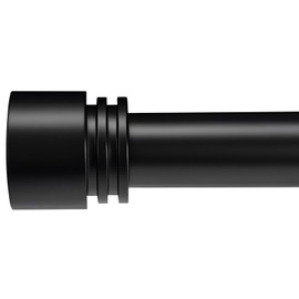 Heavy Duty Curtain Rod 30 to 144 Inches - 1 Inch Adjustable All Metal Pole, Strong Holders, Simplistic Finials, for Big Windows, Living Room, Outdoor Patio, Black