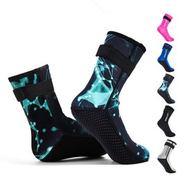 Lo's Douia Neoprene Socks 3mm Diving Socks Wetsuit Socks Thermal Anti-Slip Water Booties for Water Sports, Starry, X-Large