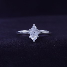 Solitaire Engagement Ring For Women, Marquise Cut Cubic Zirconia or Moissanite Diamond Wedding Ring in 14K Gold Over Sterling Silver Jewelry Gift for Her (0.50 to 1.00 CT), Ring Size-6, Sterling