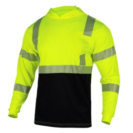 VENDACE 3pcs Safety Reflective High Visibility Long Sleeve Shirts ANSI Class 2 Hi Vis Construction Work T Shirts for Men with Hood(Mix,L)