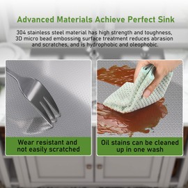 Beleeb Drop In Kitchen Sink 20x16", 9" Basin Depth, 18 Gauge Stainless Steel Sink, 3D Embossed Surface Finish Top Mount with Accessories