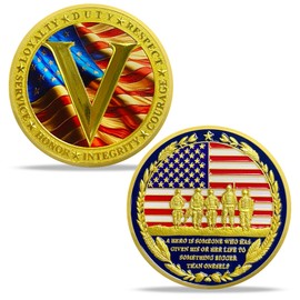 YGLLSSY 1Pcs Veteran Challenge Coin Army Military Coins Bulk Thank You for Your Service Coins Appreciation Gifts for Military Patriotic Loyalty Duty Respect Courage Integrity Honor Service