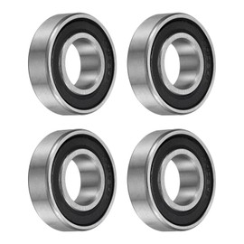 sourcing map 4pcs 6002-2RS Bearing 15x32x9mm, Chrome Steel Double Rubber Seals Precision Bearing, Lubricated Deep Groove Ball Bearings, P6 (ABEC 3)