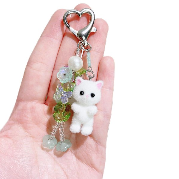Nalefow Cute Pink Keychain,Fuzzy Cat Keychain Aesthetic Y2K KeychainStylish KeychainsAccessories