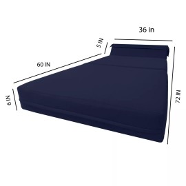 Danfuton Navy Sleeper Chair Folding Foam Beds, Portable Sleepover Mattress 6 x 36 x 70