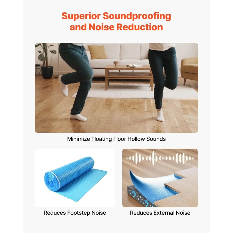 Blue Vapor Barrier Floor Underlayment 3mm 200 Sq Ft For