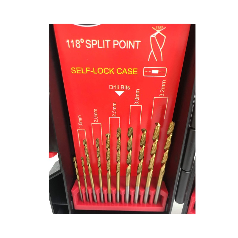 LUMBER JACK HSS Drill Bits Set, 17 Piece Titanium Coated