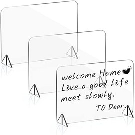 3 Pack Acrylic Dry Erase Board and Marker Glass Alternative Shatterproof Clear Memo Tablet Desktop Display Frameless Small Writing Whiteboard with Stand for School Office Home (7.87 x 11.81 Inch)