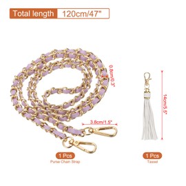 PATIKIL Purse Chain Strap, 47 Inch Leather Chain Straps Purse Strap Replacement Flat Chain Strap with Tassel for Crossbody Bag Handbag Woman, Purple/Gold