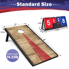 Cornhole Board Set Outdoor Game-Includes 2 Wood Boards 4x2 Feet, Set of 8 Corn Hole Bean Bag Corn Hole Set