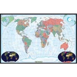 Swiftmaps 24" x 36" World Decorator Laminated Wall Map Poster Mural