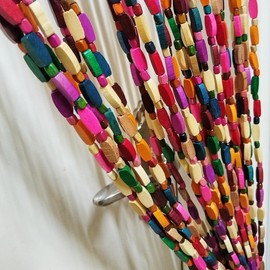 ave split Wood Door Beaded Curtain Boho-Bohemian Wooden Doorway Beads Curtains Made of Wood&Bamboo-for Window,Aisle, Corridor, Door Decor 048zp- (Colorfull, 52 Strands)