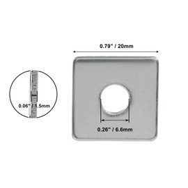 Coufce 10pcs M6 Square Bearing Plate Washer, 304 Stainless Steel Flat Pad Spacer Gasket Hardware Fastener, Heavy Duty Square Washers Plate, 0.26"(ID) x0.79"x0.79"x0.06"