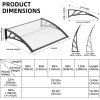 GUANSU-CN 32"x 60" Window Awning Door Canopy Outdoor Polycarbonate Hollow