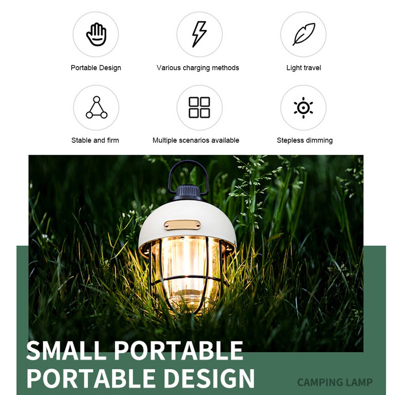 2000mAh LED Camping Lantern Retro Rechargeable Camping Lights Portable Tent
