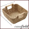 Casafield Set of 2 Seagrass Oval Storage Baskets with Wooden
