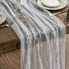 Artoid Mode White Silver Gauze 3 Pcs Table Runner 70x300