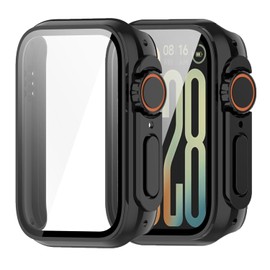 Compatible with Xiaomi Smart Band 9 Pro Case Cover Screen Protector Case with Tempered Glass Film Screen Protection Case Scratch Resistant Bumper Cover Defense Edge for Xiaomi Band 9 Pro (Black)