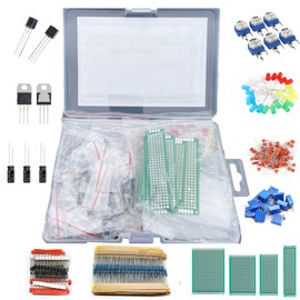 XUGERIP 1818PCS 10 Value DIY Electronics Component Kit – Resistors, Capacitors, LED Diodes, Transistors, Zener & Rectifier Diodes, PCB, Potentiometers for Arduino, STEM, Hobby Projects