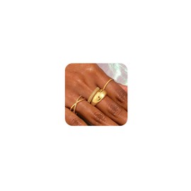 Funsanny Gold Rings for Women Non Tarnish - Stackable Rings Set Trendy 14K Gold Plated Chunky Thumb Knuckle Cubic Zirconia Stack Ring Size 10 for Women Dainty Gold Jewelry Gift