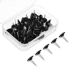 Lunies 50 PCS Black Plastic Push Pins, Thumb Tacks for Wall, Wall Pins for Hanging, Standard Plastic Head and Steel Point Push Pins for Cork Board