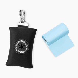 DF Co. Poop Bag Holder | Neoprene Fabric for All Weather Conditions, Stylish Walking Accessory, One Click Clip | Black