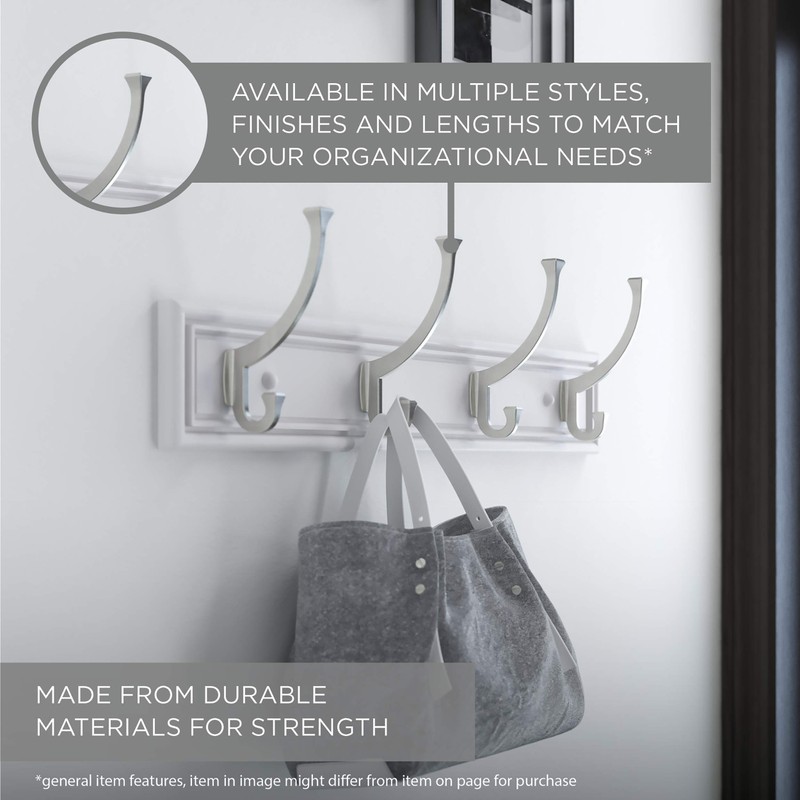 LIBERTY 129854 Wall Mounted Coat Rack with 3 Decorative Hooks,