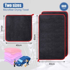 BREENHILL Microfiber Car Drying Towel,600 GSM Double Twisted Loop Detailing Drying Towel, 40 * 60 & 40 * 40 2-Pack Clean Cloth, One-Pass Drying for Cars, Trucks, SUVs, RVs, Boats (Grey, Medium)