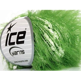 Greens White Eyelash Blend Yarn, Ice Soft Nylon, Cotton, Acrylic 50 Gram 92 Yards