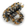 40mm Diameter/Hematite/Gold/Transparent Acrylic/Glass Bead Daisy Flower Flex Ring - Size