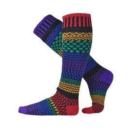 Solmate Socks - Mismatched Knee High Socks, USA Made with Recycled Cotton Yarns; Gemstone Medium