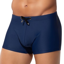 Casey Kevin Swimming Trunks Men's Swimming Shorts with Drawstring Quick-Dry Short Tight Swimming Trunks Water Sports Short Shorts for Beach, Pool & Sports, A2 Navy, M