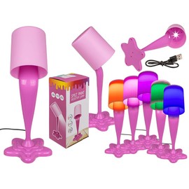Out of the blue Table Lamp, Colour Pot, Neon Pink, Approx. 30 cm, with USB Connection, with White and Colour Changing LED, Made of Plastic