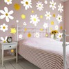Boho Daisy Floral Wall Decals 9 Sheets White Gold Flower