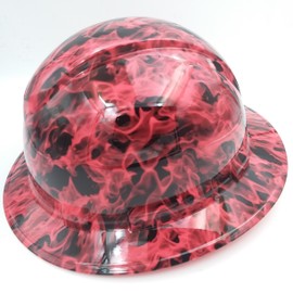 Wet Works Imaging Customized Pyramex Full Brim Hi Vis Pink Wicked Fire Hard Hat with Ratcheting Suspension